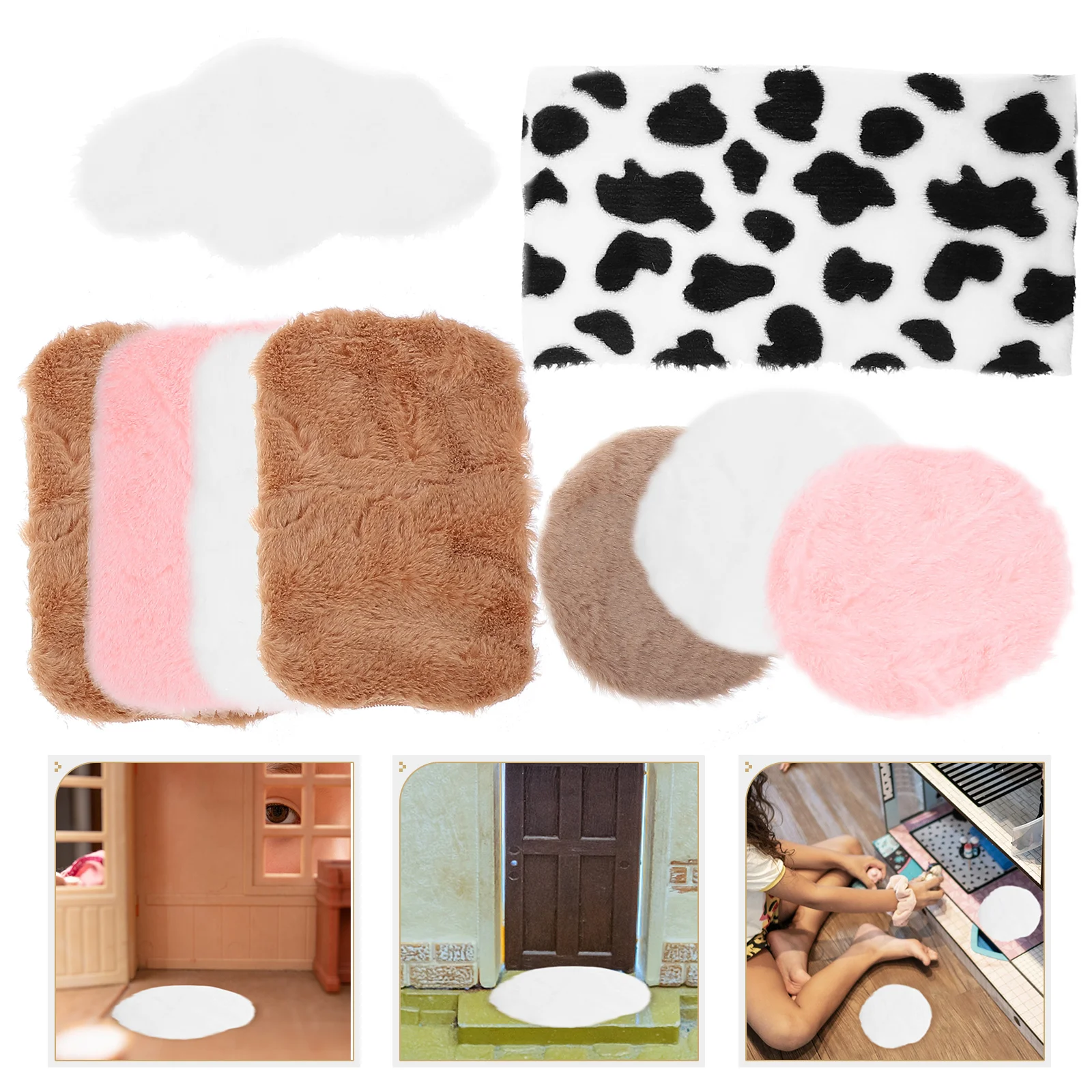 

9 Pcs Toy Room Mini Rug Child Carpet Baby Cloth Accessories Miniature Dollhouse Rugs