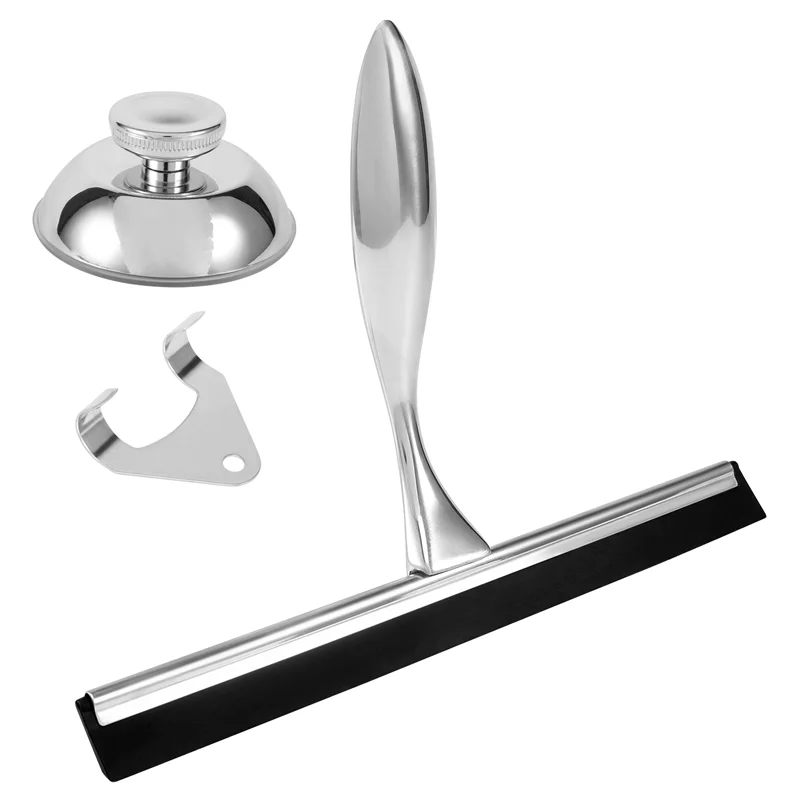 Premium Stainless Steel Squeegee For Shower Doors, Bathroom, Window And Car Glass, All-Purpose Cleaning Glass Wiper-A21R
