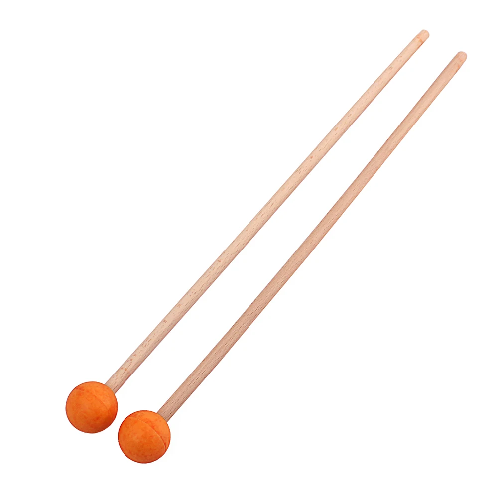 

Drum Hammer Bell Mallet Percussion Stick Rubber Head Wood Handle Glockenspiel Drumstick Musical Instrument Orange Color