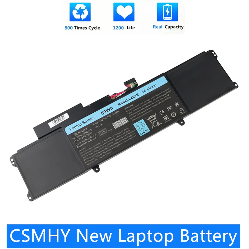 CSMHY New Laptop Battery 4RXFK For Dell XPS 14 L421X Ultrabook 14-L421x L421x Series Replace C1JKH FFK56 14.8V 69Wh