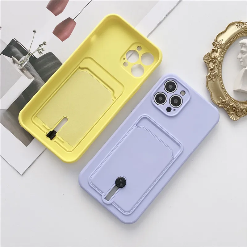 Can Insert Card Phone Case For iPhone 16 15 14 Pro Max 13 12 11 XS XR SE2/SE3 7 8 Plus Lens Protection Back Cover