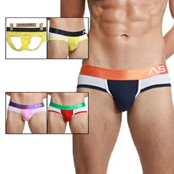 Men's U Convex Pouch Underwear Teenager Combed Cotton Breathable Mesh Sexy Jockstrap for Gay Comfortable Leaking Buttocks Thongs