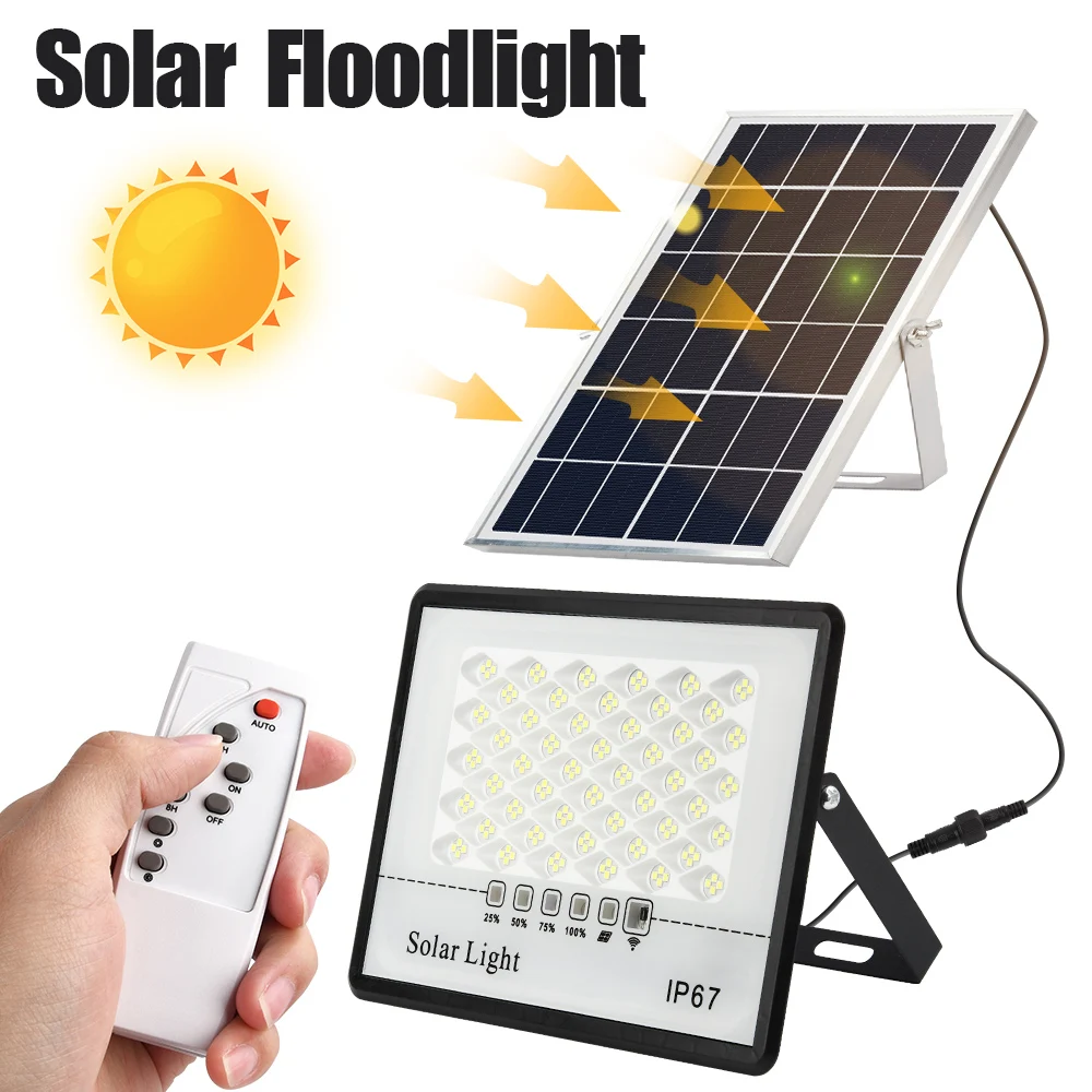 Solar Floodlight Outdoor Waterproof Spotlights Solar Wall Lights Sunlight With Remote Control For Street Garden