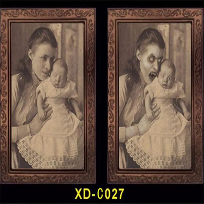 Halloween 3D Change Face Expression Moving Ghost Portrait Photo Frame Horror Party Castle Haunted House Decoration Props