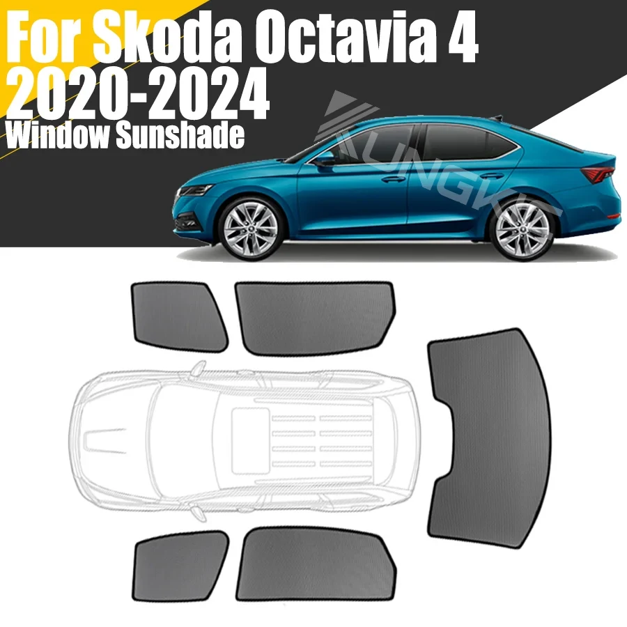 Sunshade Shield for Skoda Octavia 4 2020-2024 Front Windshield Blind Curtain Rear Side Baby Seat Window Sun Shades Visor