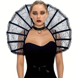 Gothic lace cloak with skull pattern - perfect for Halloween and cosplay parties.