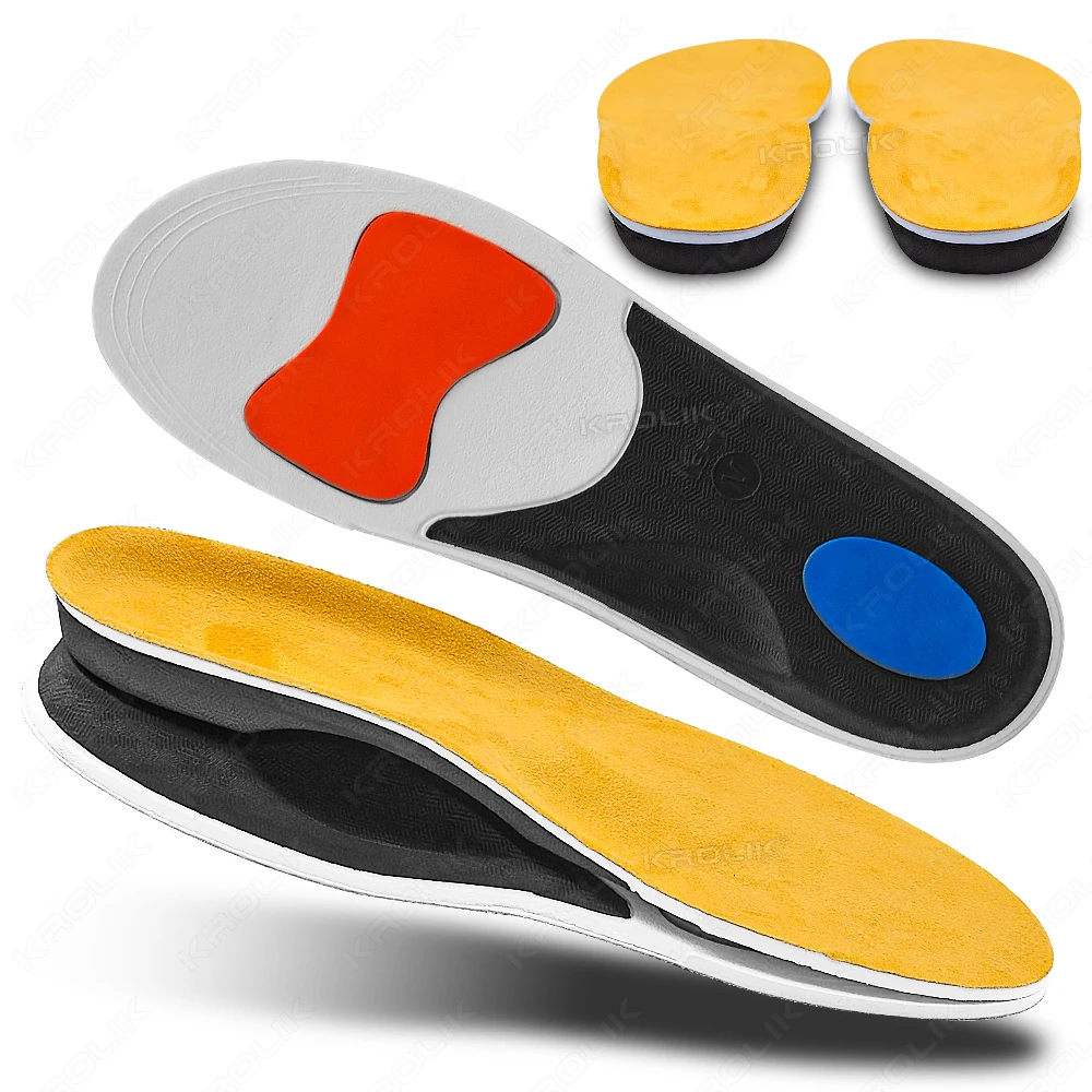 إيفا التهاب اللفافة الأخمصية الجلد المدبوغ نعل العظام الرجال النساء حذاء رياضة أقدام مسطحة لتخفيف الآلام عالية قوس دعم تقويم العظام إدراج وحيد