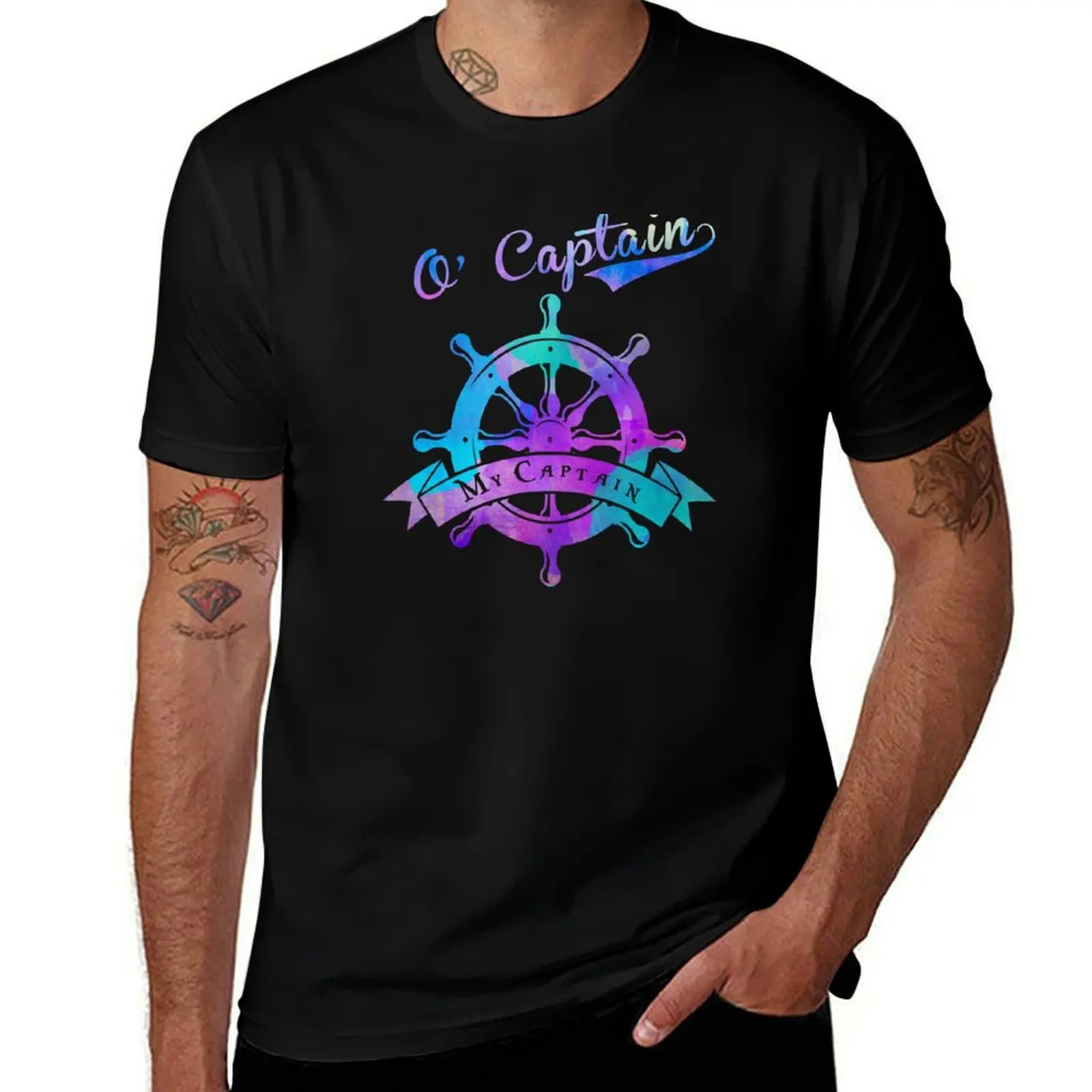 

O Captain, My Captain, Walt Whitman, Ship Wheel T-Shirt t shirts with prints man tshirt T-shirt