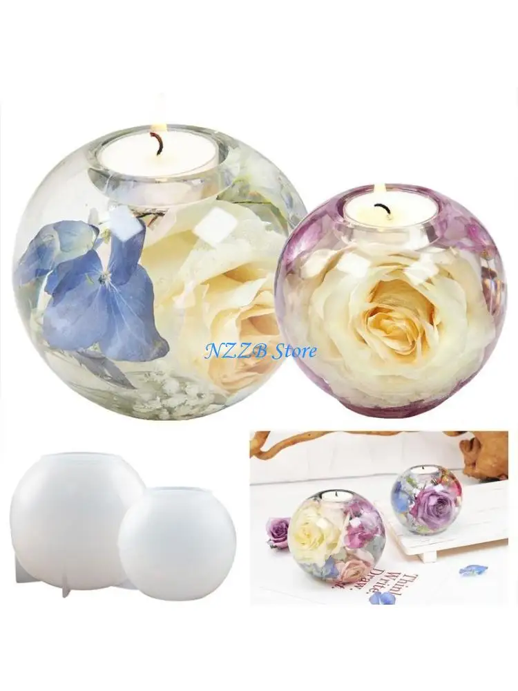 

T21F Round Ball Pendant Silicone Mould Flowerpot Pen Holder DIY Hand Crafts Making Sphere Mold Resin Casting Tool