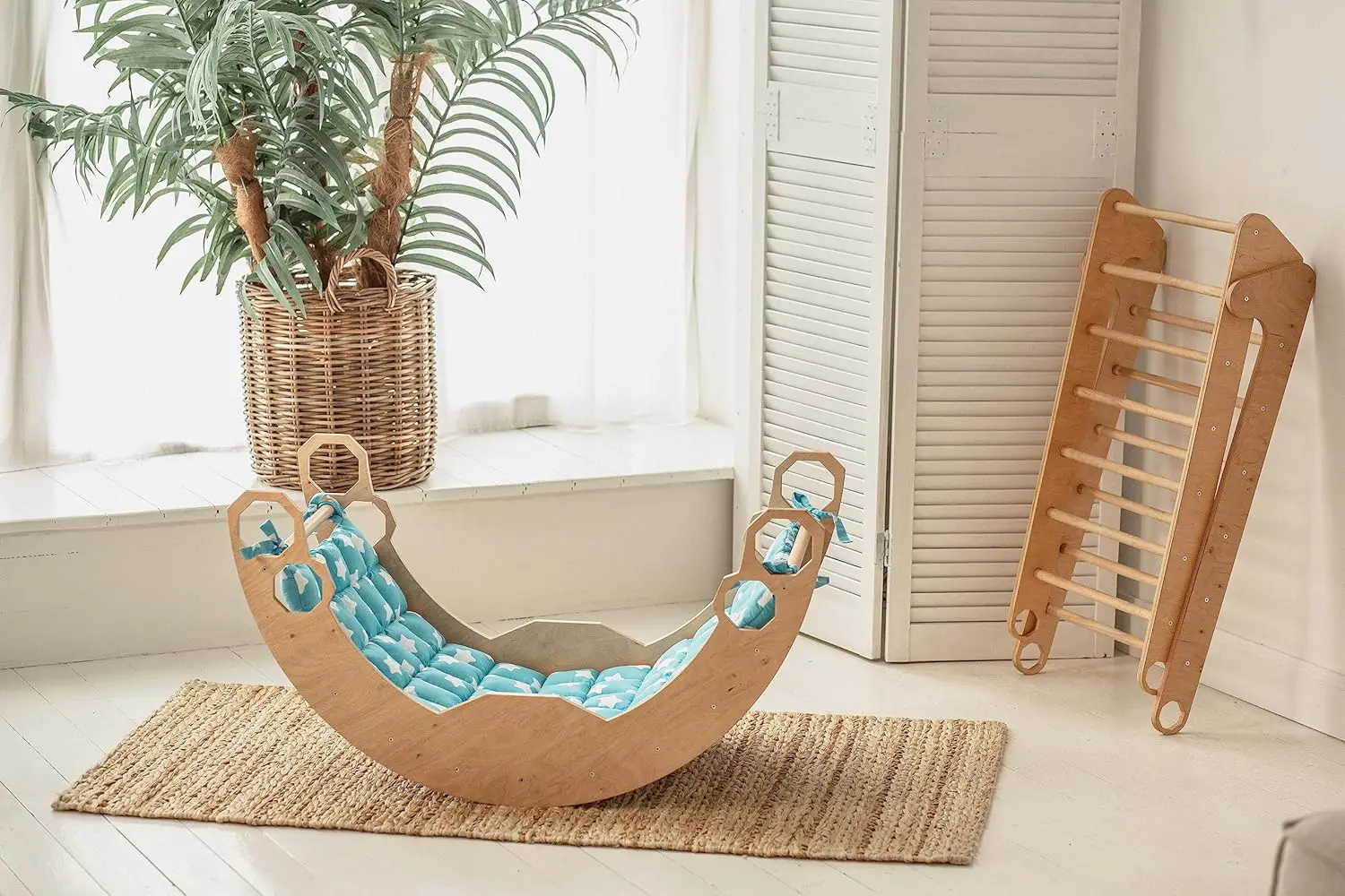 

Wooden Climbing Arch with Cushion - Baby Climber Rocker - Indoor Wooden Arch Rocker with Pillow - Climbing Arch for Toddlers 1-3