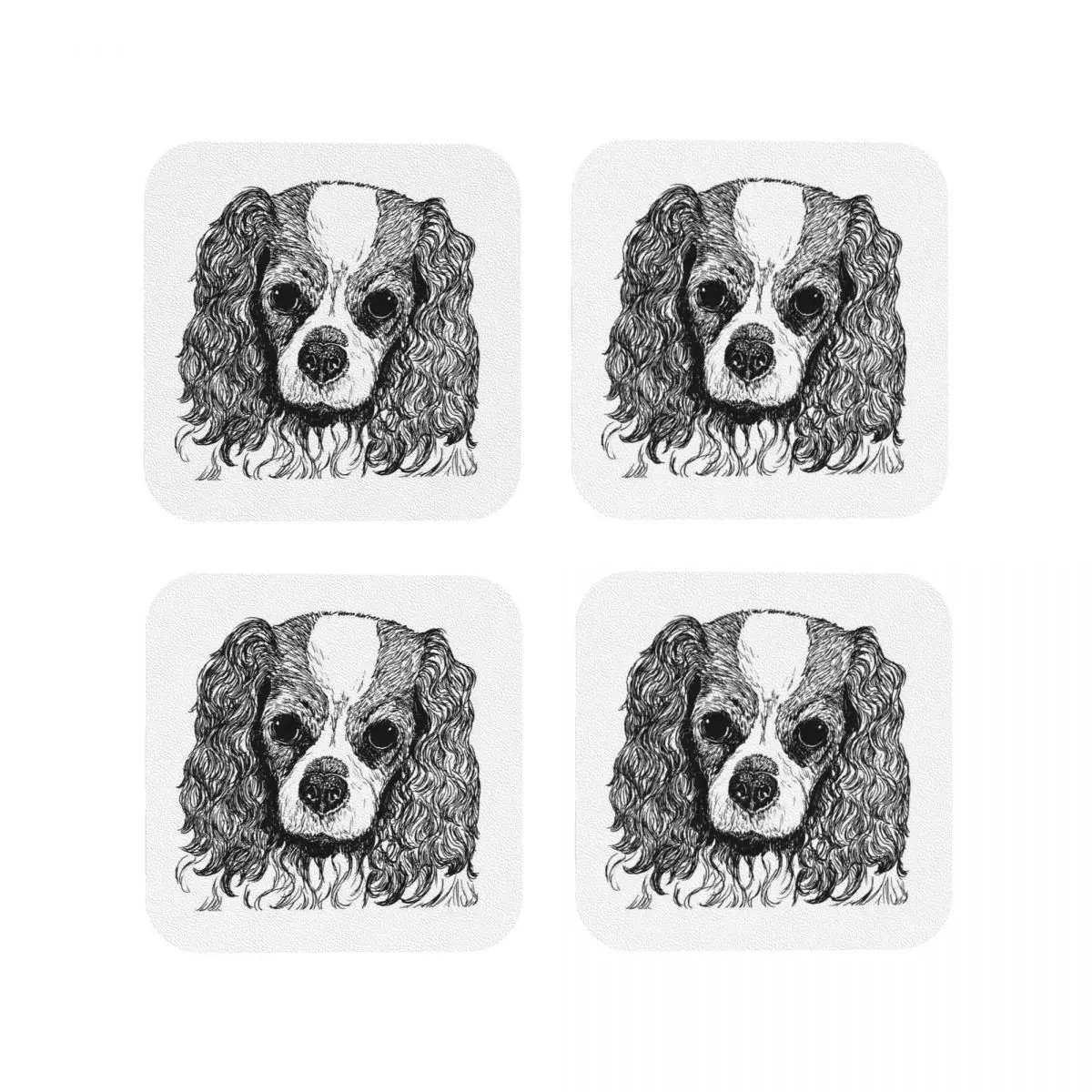 Cavalier King Charles Spaniel Coasters Kitchen Placemats Insulation Cup Coffee Mats For Decor Home Tableware Pads Set of 4