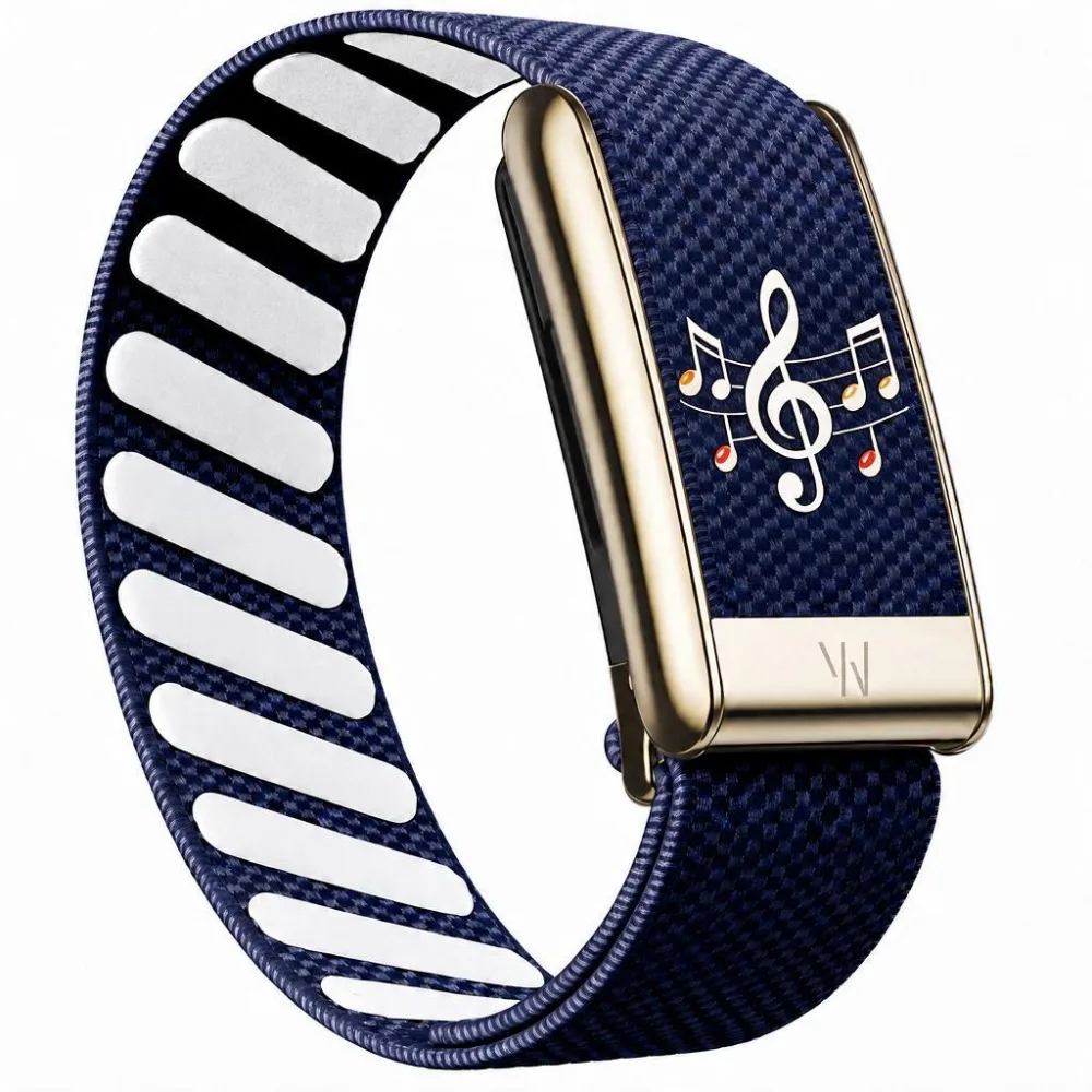 Compatible with WHOOP 5.0 MG Note Treble Clef Print Elastic Nylon Woven Fitness Replacement Strap Metal Frame