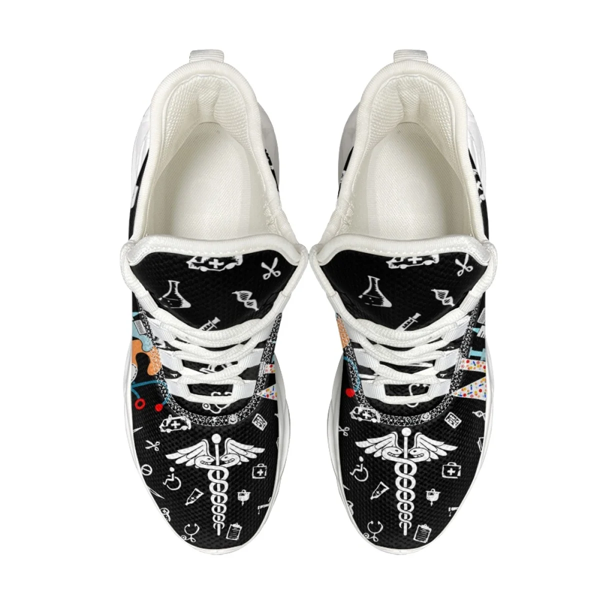 New EMT EMS Paramedics Pattern Couple Shoes Autumn Winter Tennis Sneaker Work Hospital Jogging Lightweight Lace Up Mesh Footwear