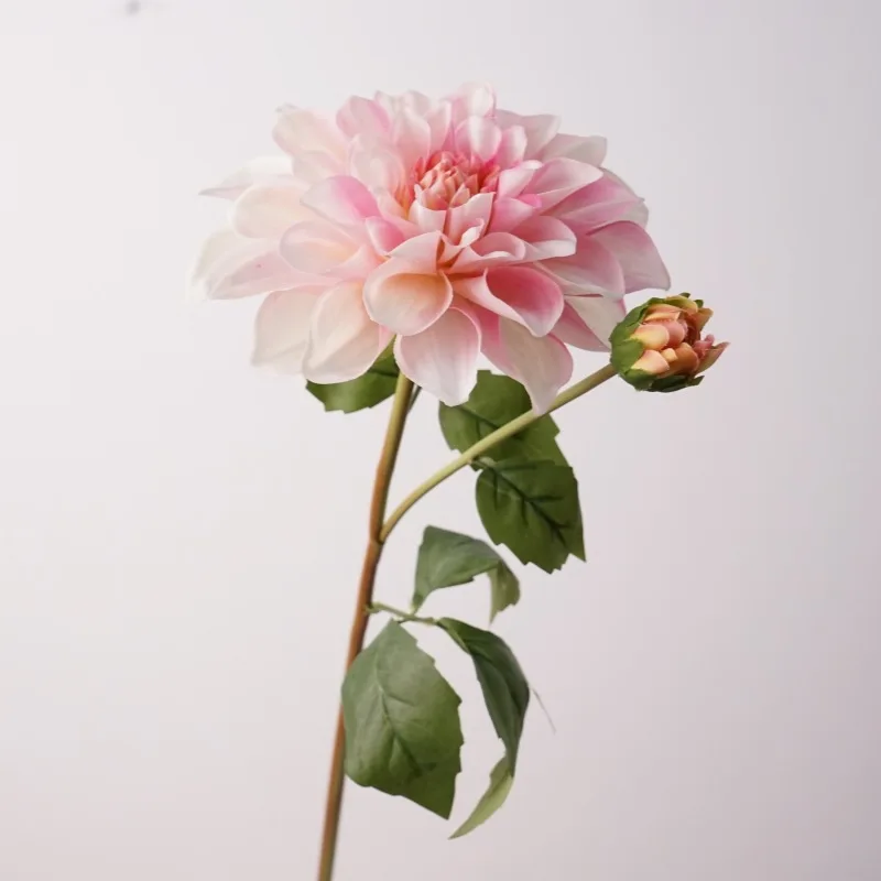 4 Stück feuchtigkeitsspendende Dahlienblumen mit 2 Blütenköpfen, Heimdekoration, echt anfühlende Blumen, Brautstrauß, Hochzeitstisch-Blumenarrangement, Dahlie – Detail 1