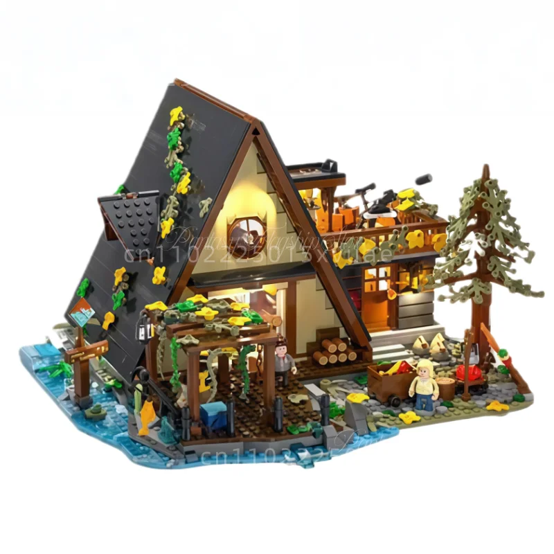 Colección de casas Vintage, bloques de construcción, cabina de montaña Islandia, campamento al aire libre, modelo ensamblado, juguetes, regalos coleccionables