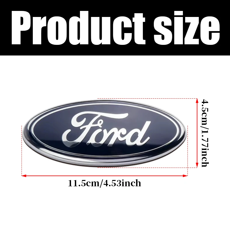 11.5cm Car Front Grille Logo Trunk Accessorie Hood Sticker For Ford Focus Fiesta mk6 mk7 Mondeo Ranger S-MAX Kuga EcoSport B-MAX view 2