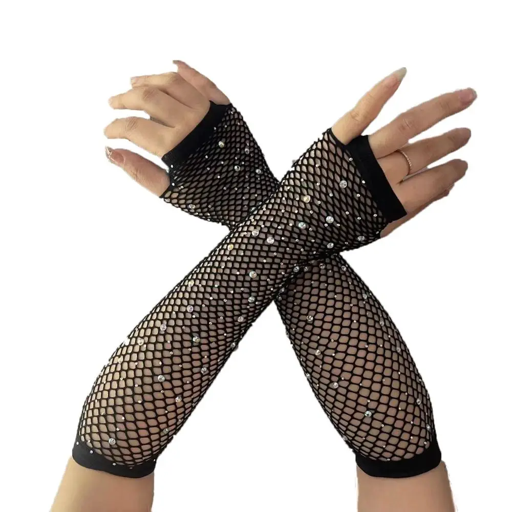 Gants Longs en Maille pour ixde Bal Fin, Évidé, Strass, Accessoires de Robe de Soirée