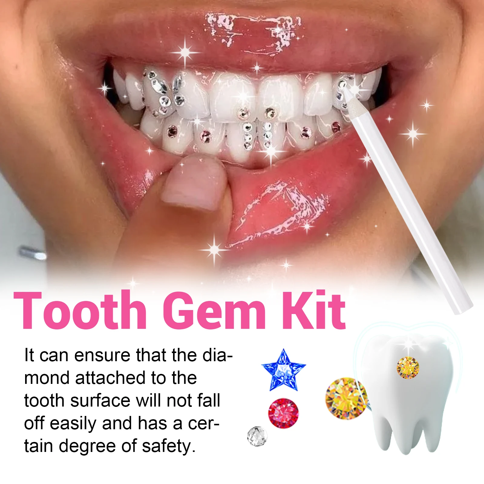 DIY Tooth Gems Kit With Glue And Uv Light Diamond Crystal Jewelry Teeth Decoration Fashion Tooth Jewelry Set Dental Ornaments