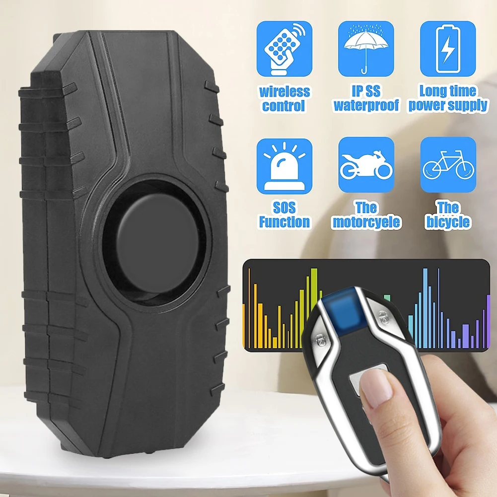 Motorcycle Bicycle Alarm 113dB Loud Vibration Sensing Wireless Anti-Theft Vehicle Security Alarm System With Remote Control