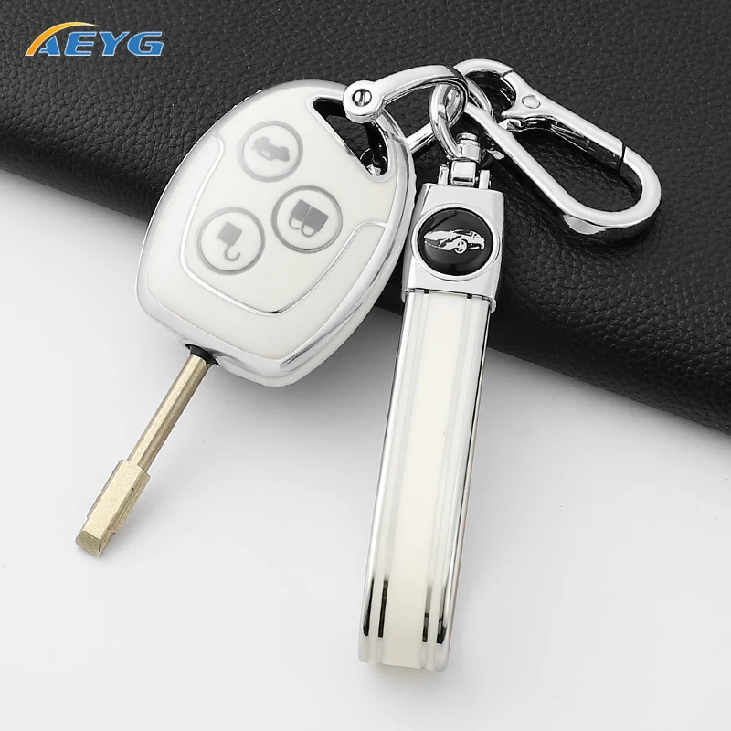 NEW 3 Button For Ford Mondeo Focus Fusion Fiesta Galaxy Transit 2008 2006 2007 TPU Car Key Case Cover Shell Keychain Accessories