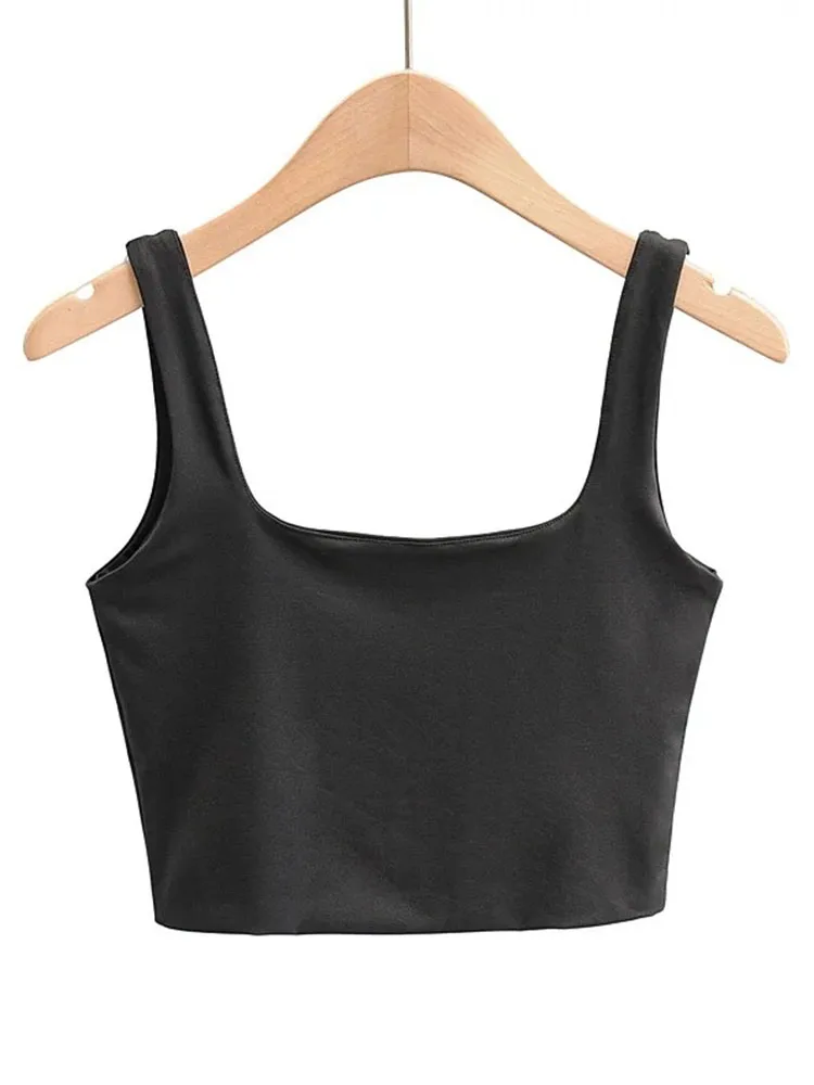 2022 Summer Women Sexy Sleeveless Tops Fashion Short Square Collar Tank Tops 6 Colors