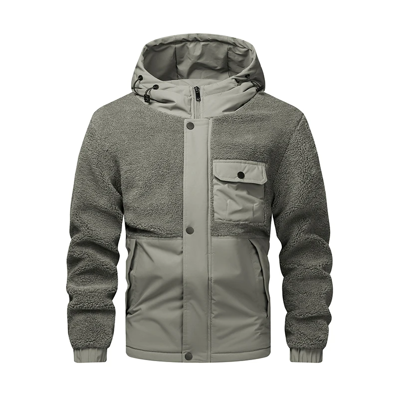 Ciclismo all'aperto Sport Campeggio Casual, Alla moda, Sciolto, Moda da uomo, Viaggi, Affari, Giacca in cotone di pelle di agnello calda e antivento
