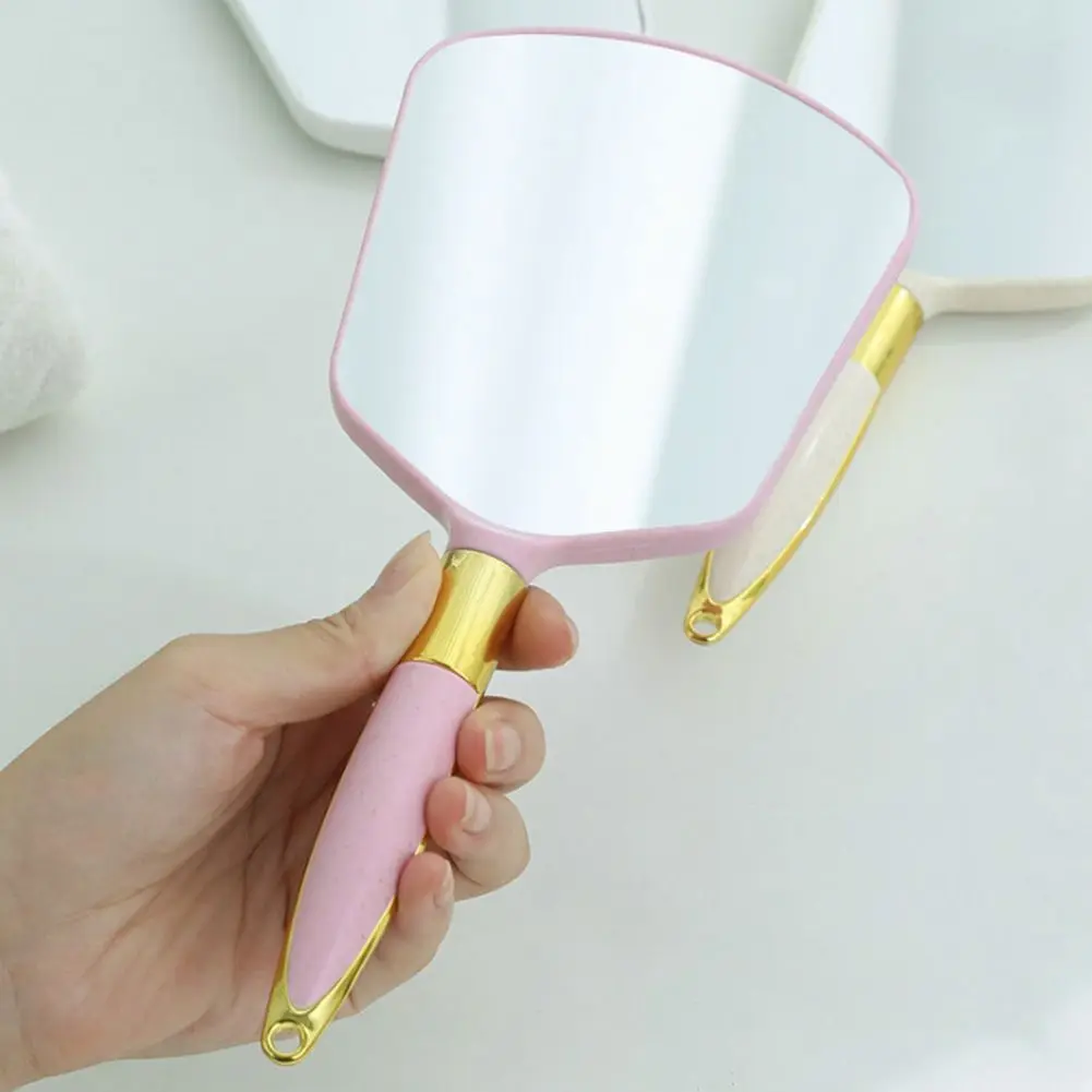 Espelho de maquiagem portátil vintage, espelho de vaidade de alta definição com alça, espelho de mão, spa, salão de beleza, espelho compacto cosmético para mulheres