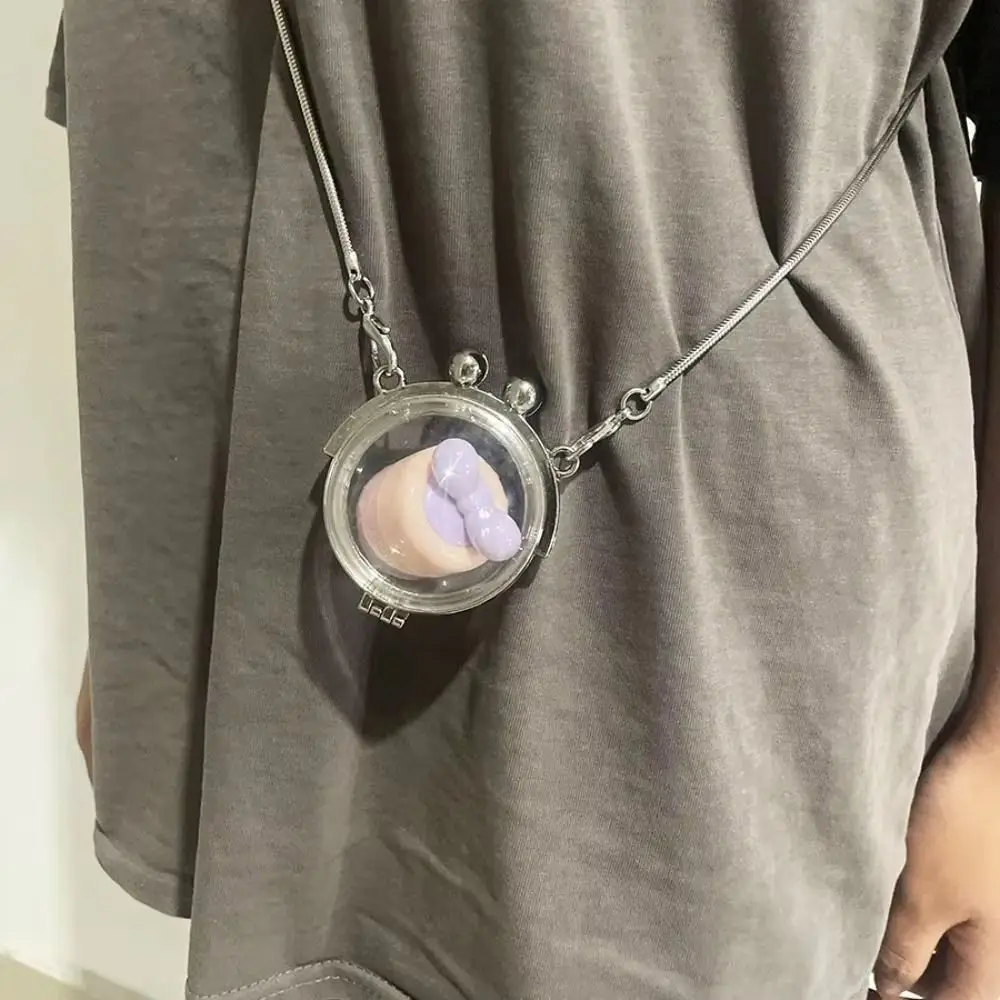 

Jewelry Display Transparent Crystal Ball Bag Mini Semi-circular Jewelry Box Keychain Storage Case Minimalist Travel Bag Pendant