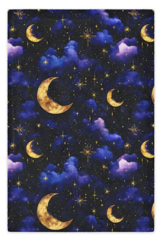 Decke mit Astrologie-Motiv, Sternzeichen, Mond und Sterne, lila Witchcore-Dekor, Gothic-Couchdecke, gemütliches Geschenk – Detail 1