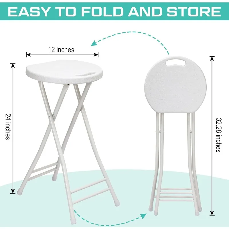2 шт. 24-дюймовый высокий складной стул, портативный пластиковый стул, сверхмощный складной барный стул с ручкой