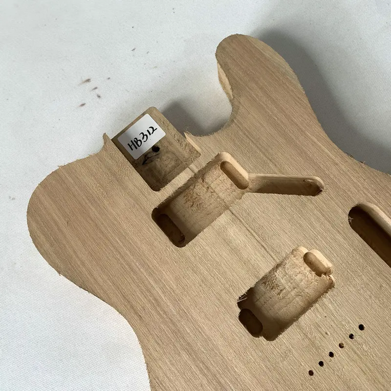 HB312 Solid Wood Tele Electric Guitar 2 Humbucker Pickups String Through Body Unfinished TL Guitar Body DIY Replace Parts