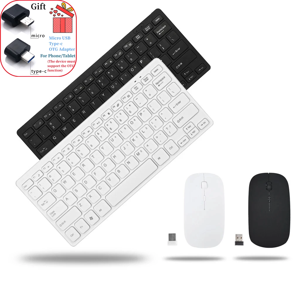 

2.4G Wireless Mini Keyboard and Mouse Multimedia Korean Russian Spanish Keyboard Mouse Combo Set For Notebook Laptop Desktop PC