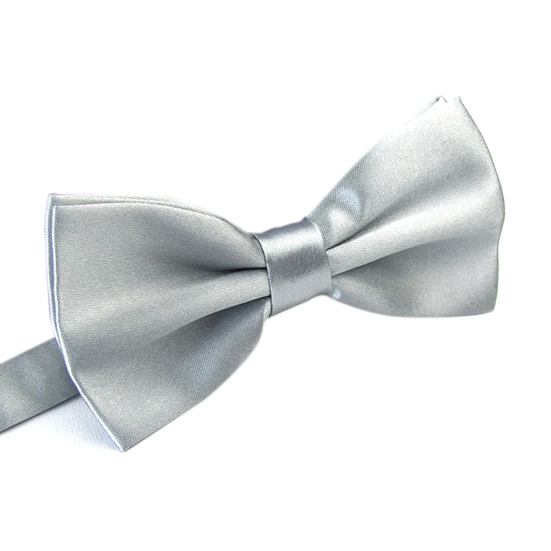 Men Satin Bowtie Classic Wedding Party Bow Tie Solid Color Adjustable Necktie