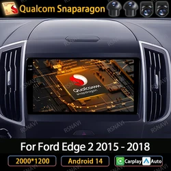 Android 14 Car Radio For Ford Edge 2 2015 2016 2017 2018 Carplay Auto Multimedia Video Player Navigation GPS 4G LTE 5G WIFI QLED