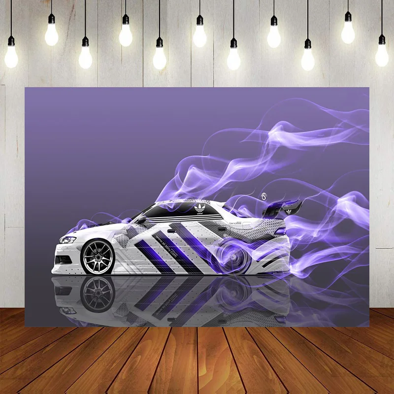 Thrill Racing Car Drifting Race Snow Speed Happy Birthday Party Photography Backdrop Background Banner Decoration Baby Shower