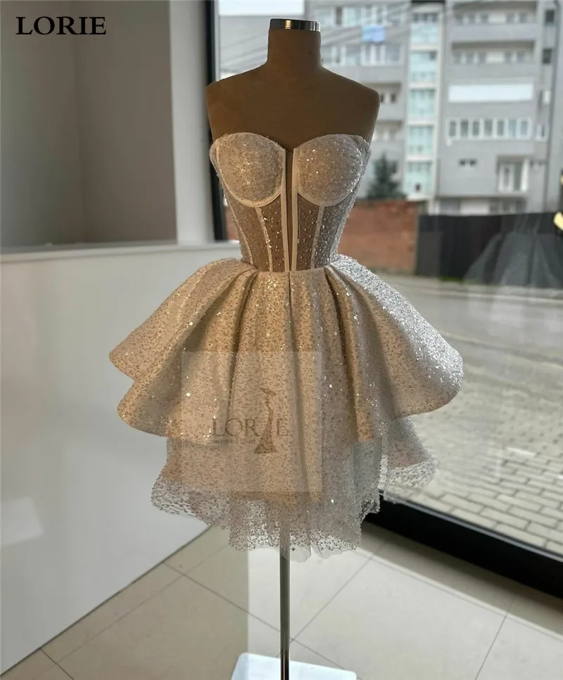 LORIE A-Line Short Evening Dress Sweetheart Mini Wedding Dress 2023 Detachable Sleeves Prom Gowns Bride Formal Party Dress