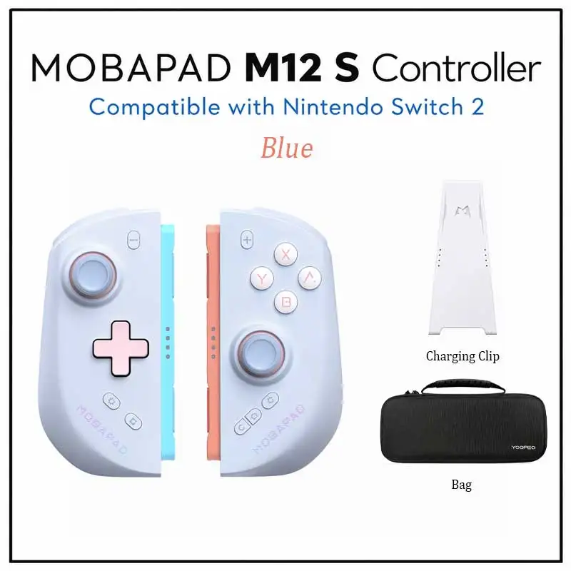Mobapad M12-S-controller voor de Nintendo Switch 2, een gesplitste gamepad met mechanische knoppen en TMR-glijders voor de NS 2-console.