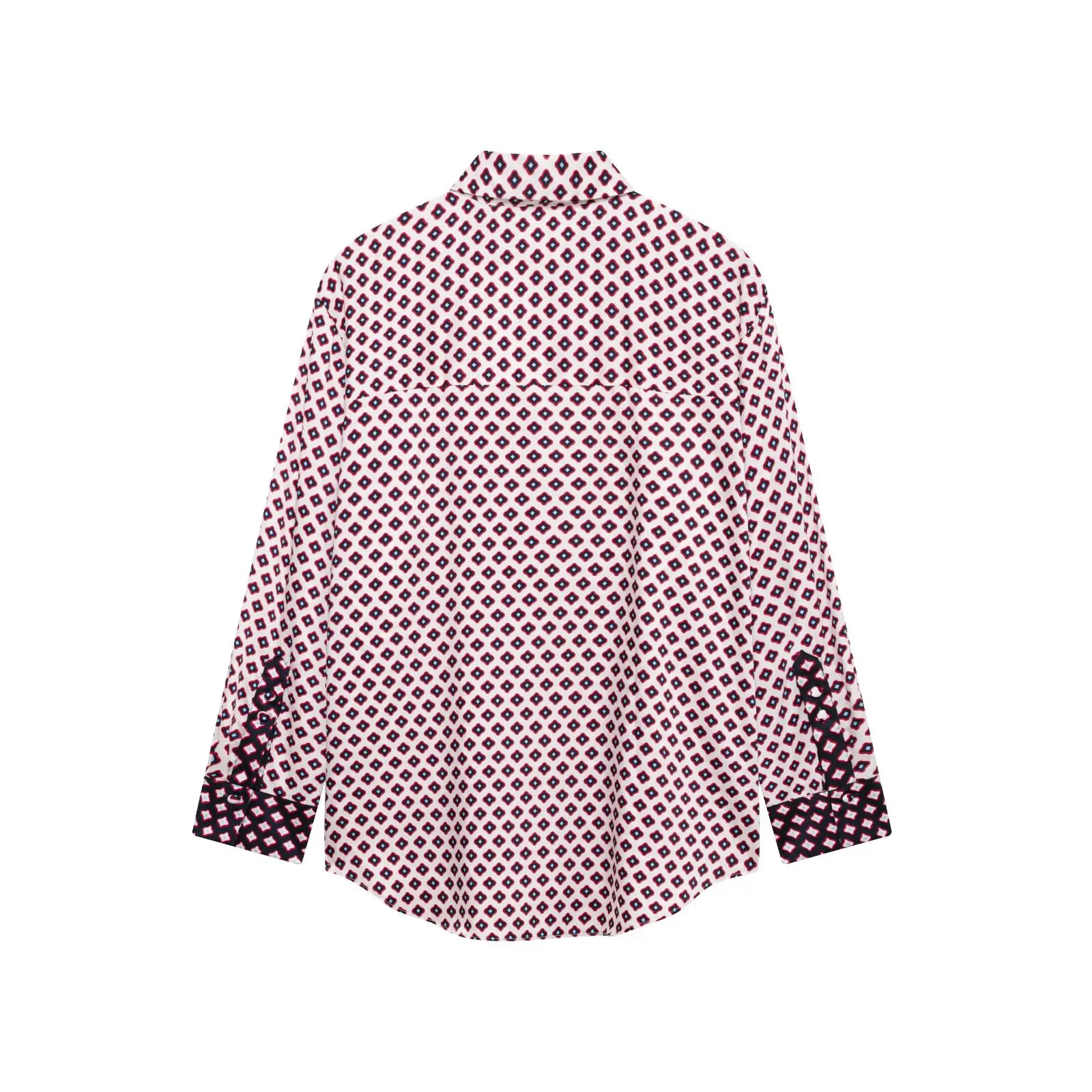 Willshela 女性ファッションサテン 2 枚セット幾何学プリントカジュアルシャツと弾性ウエストパンツ Muje シックなズボンのコーディネート