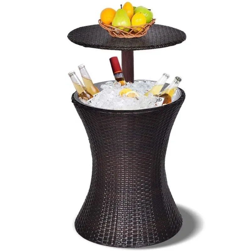 

Lifting ice bucket PE imitation rattan bar table, outdoor chilled wine drink to relieve summer ice wine