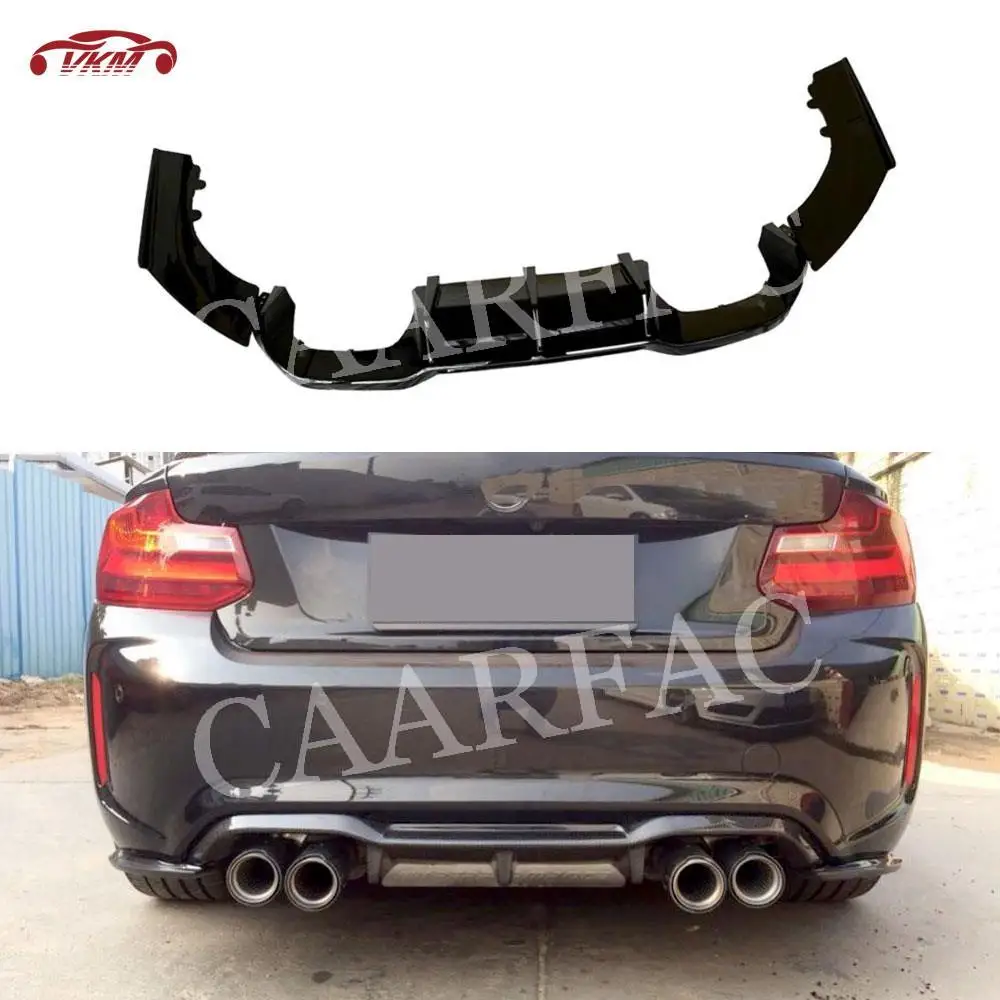 For BMW 2 Series F87 M2 M2C Competition Gloss Black Rear Bumper Lip Diffuser  Spoiler  M Style 2016-2020 ABS Carbon