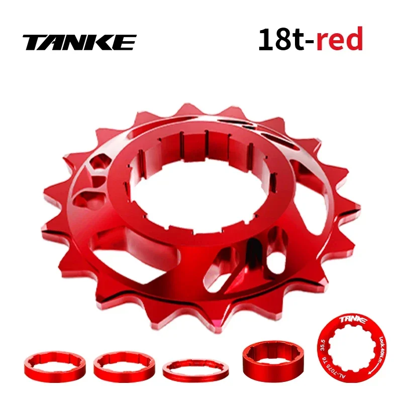 TANKE-Single Speed Flywheel Conversion Kit,18T,Cassette Cog,MTB Road Bike Sprocket for Freewheel Chain,7075 aluminum alloy CNC