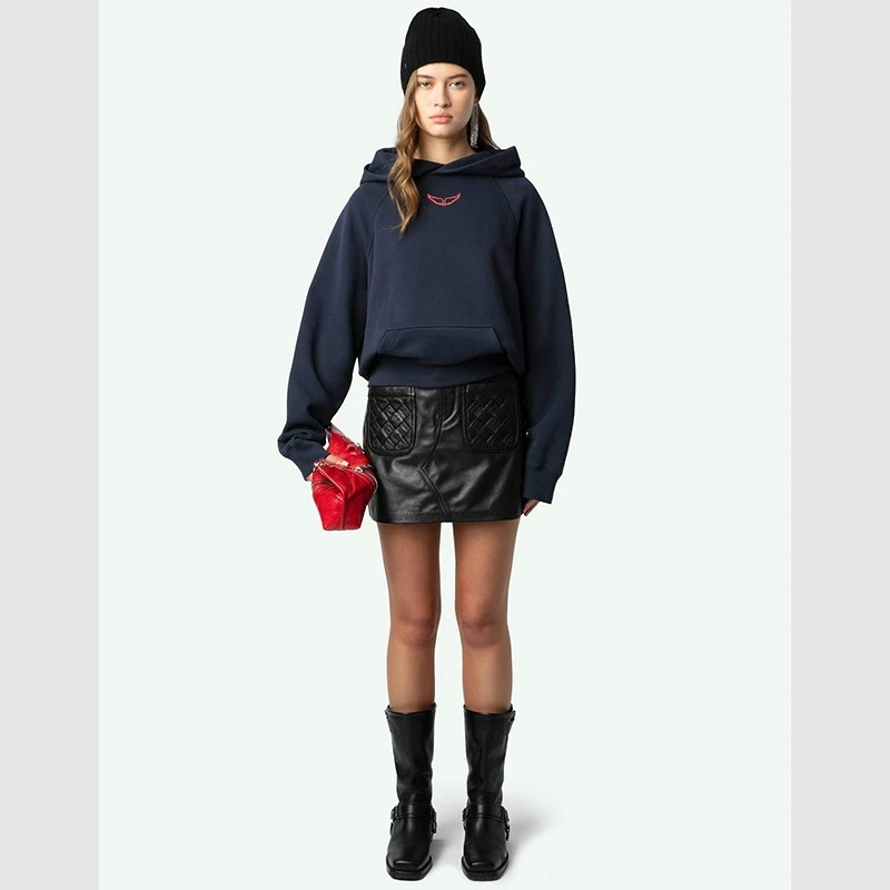 Damska bluza z kapturem z polaru, zdobiona cyrkoniami, ciepła, z długim rękawem, wygodna odzież uliczna na jesień/zimę dla nastolatek, prezent na Boże Narodzenie/urodziny dla niej