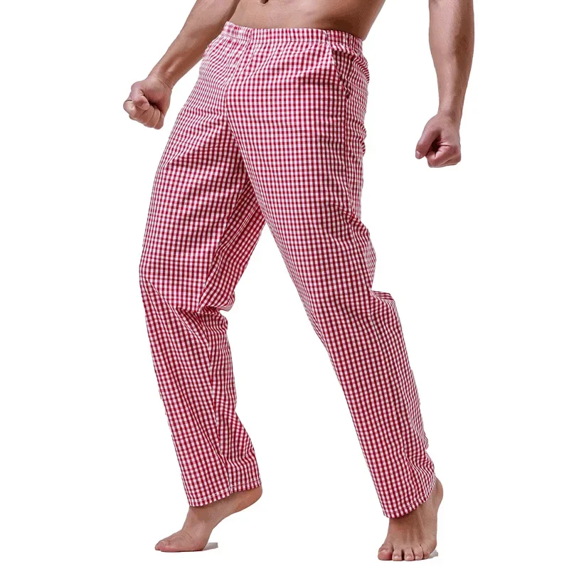 

Pajama pants men's pants pure cotton home pants thin summer loose plaid all cotton home pants spring and autumn air conditioning