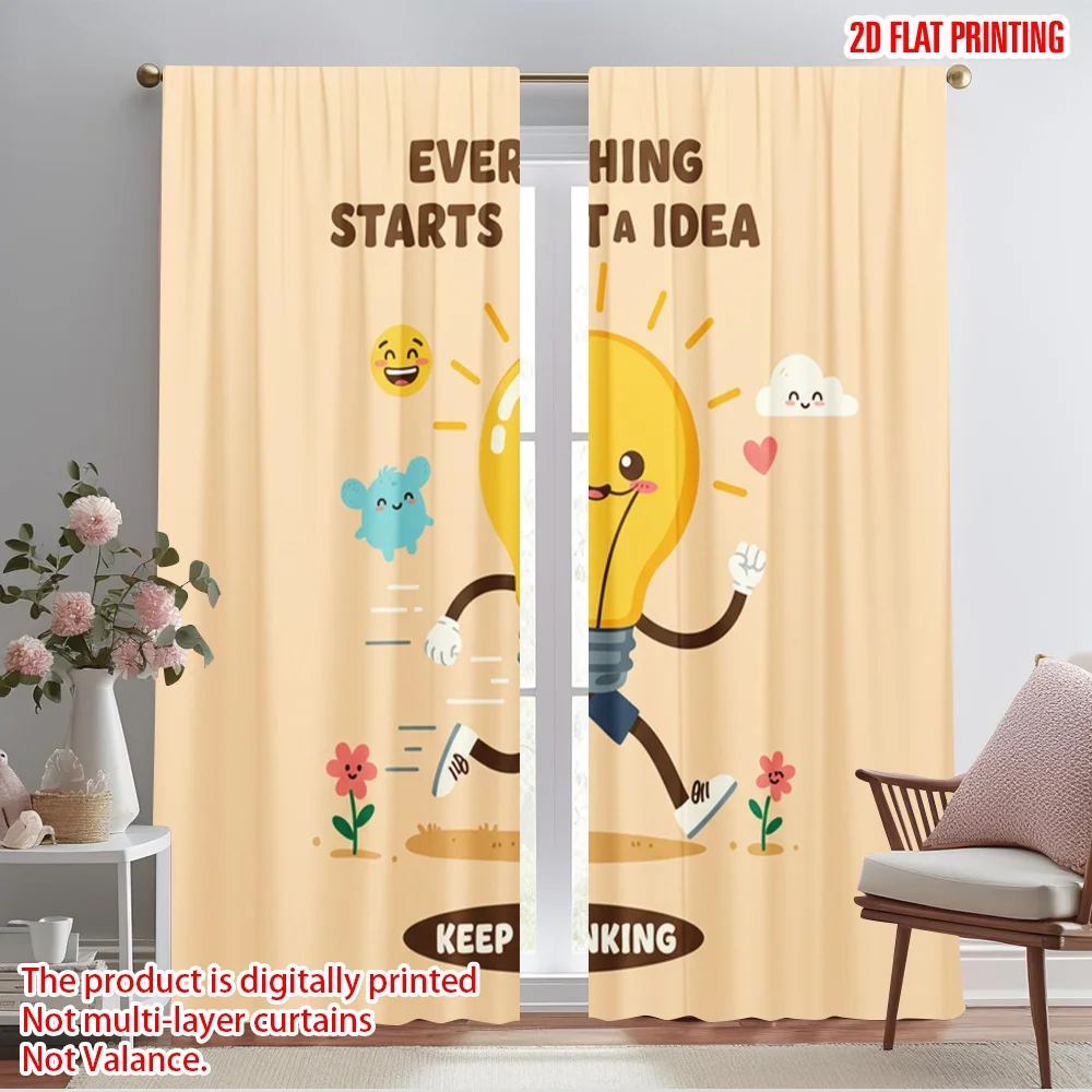 

2pcs 2D flat printing Curtain Lightbulb Idea Running Cloud Fabric Without Electricity Holiday Decorations for Holiday Portraits