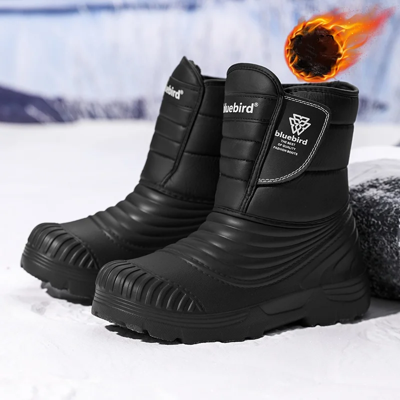Botas de nieve para hombre, nuevos modelos de otoño e invierno, zapatos de algodón gruesos y con forro polar, antideslizantes para exteriores, cálidos, deportivos y de ocio, botas de algodón resistentes al frío de suela gruesa