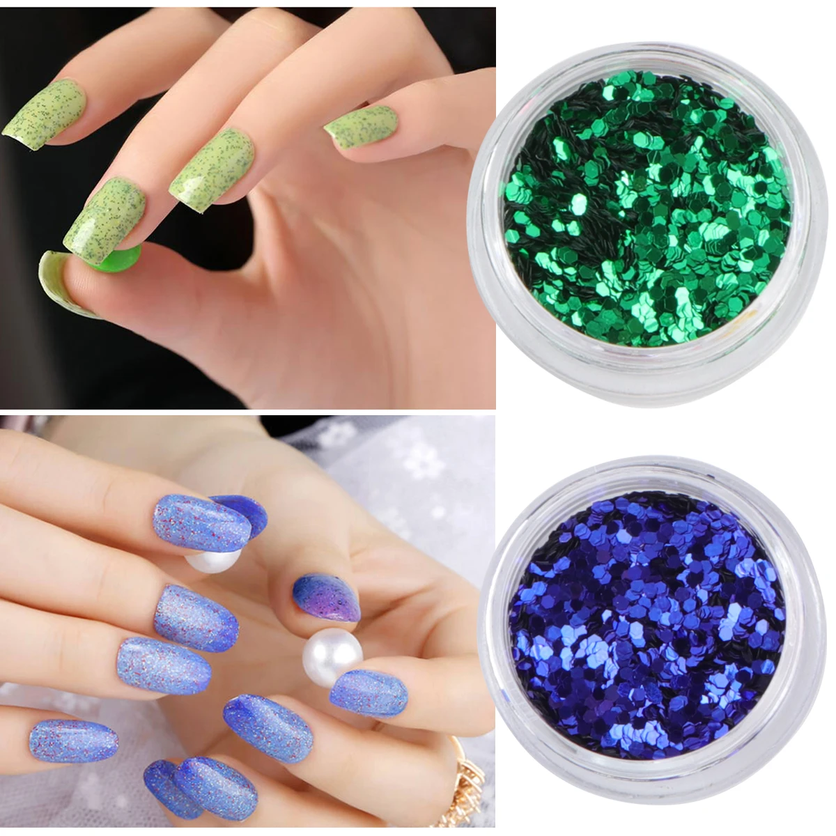 

12 Colors Sequin Pearlescent Mix Nail Art Accessories DIY Powder Decoration Tips Bright Glitter Body Face Night Out Party Home