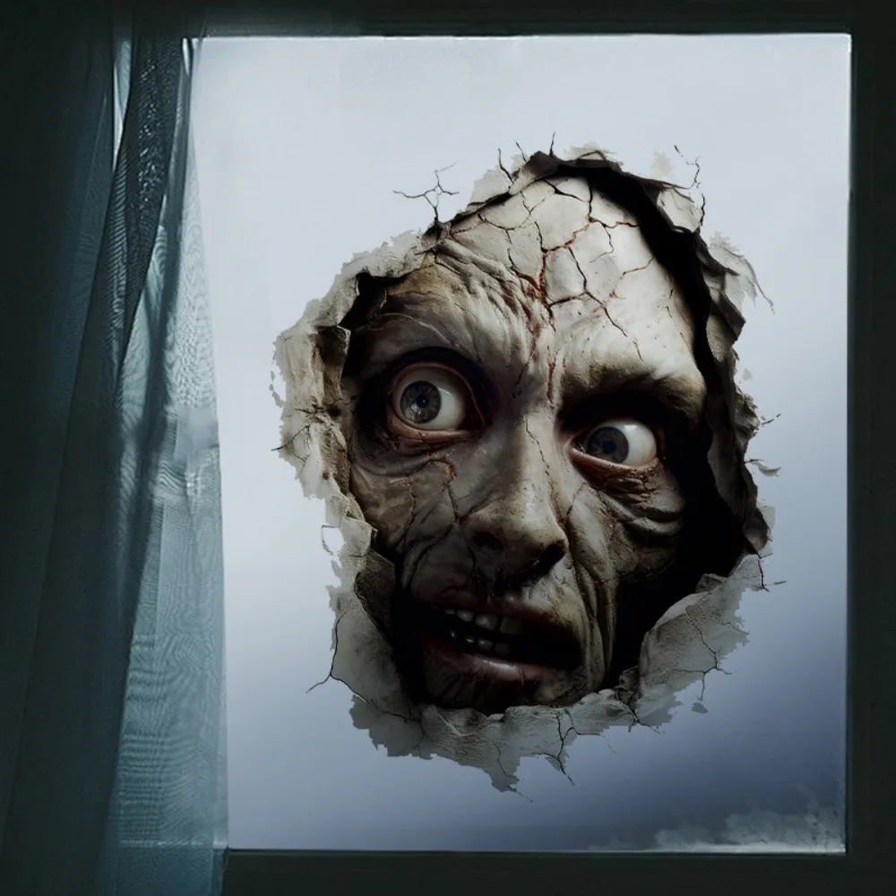 Waterproof Halloween Spooky Sticker Realistic Self Adhesive Zombie Wall Sticker PVC Scary Monster Wall Sticker Bar