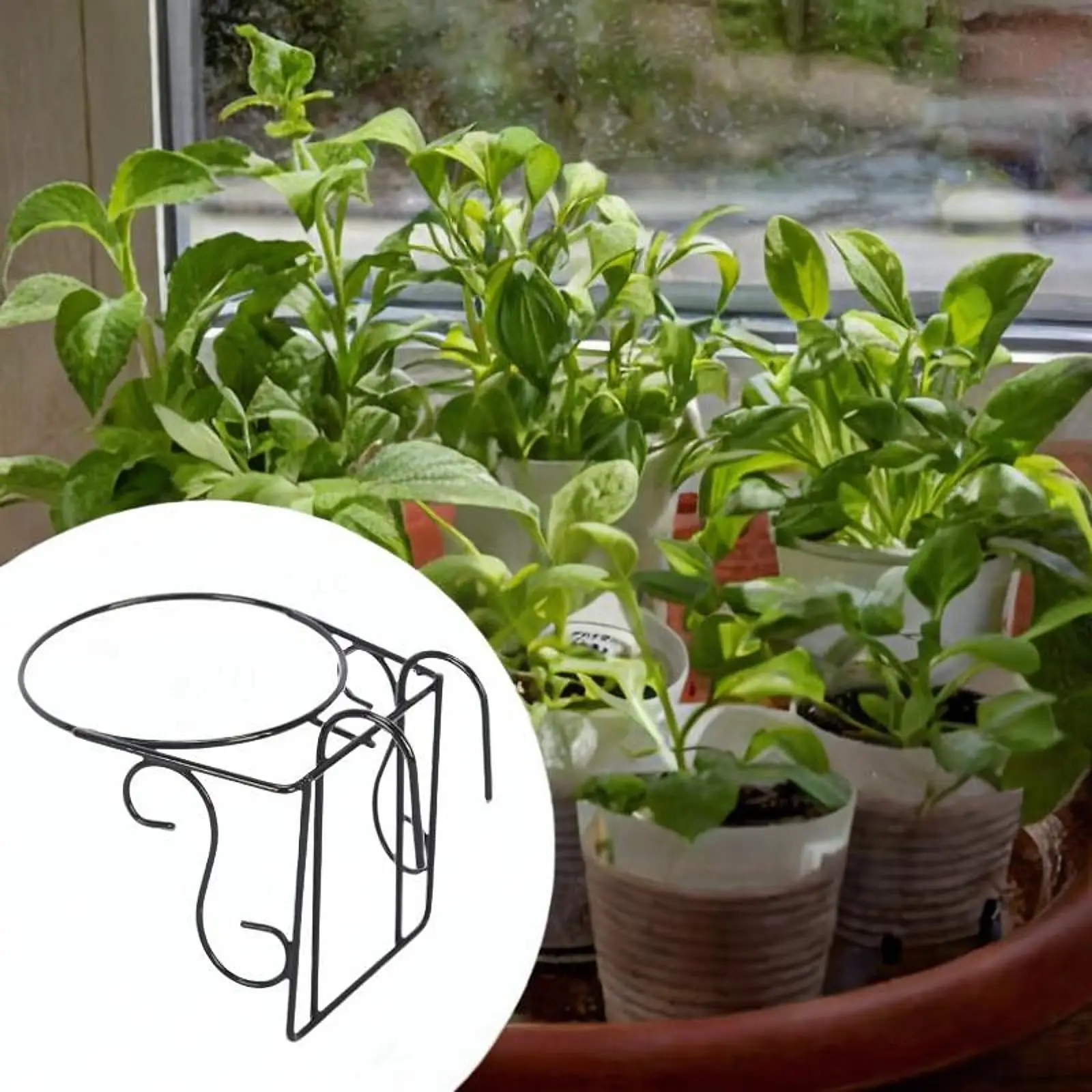 Hanging Plant Pot Balcony Railing Planter Flowerpot Hanger Iron Rubber Stand for Garden Home Shop