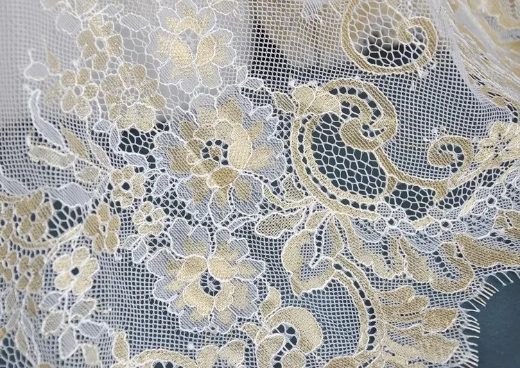 gauze eyelash lace fabric natural gold thread embroidery garment skirt curtain accessories cloth