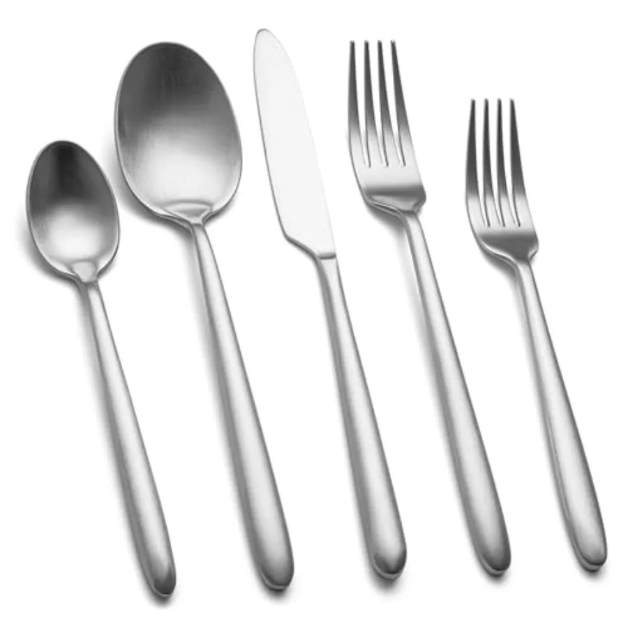 

40-Piece Heavy Duty Stainless Steel Flatware Set for 8 Matte Brushed Silver Cutlery Tableware Set for Home Restaurant Dishwashe